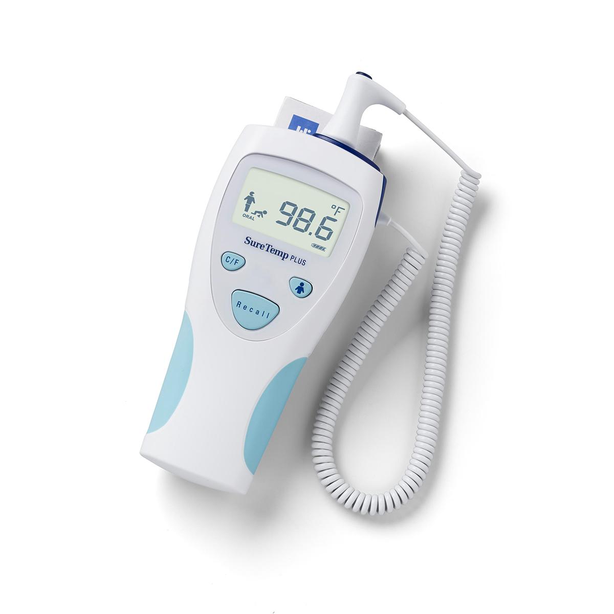 Thermometer, Electronic, SureTemp Plus 690, Handheld, Oral Probe w/ 4 ft Cord, Oral Probe Well, 3 Alkaline AA Batteries (1/EA) by Hillrom/Welch Allyn  ID 01690-200